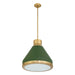 Thesis Canada - One Light Pendant - Doyle - Natural Brass, Matte Green- Union Lighting Luminaires Decor