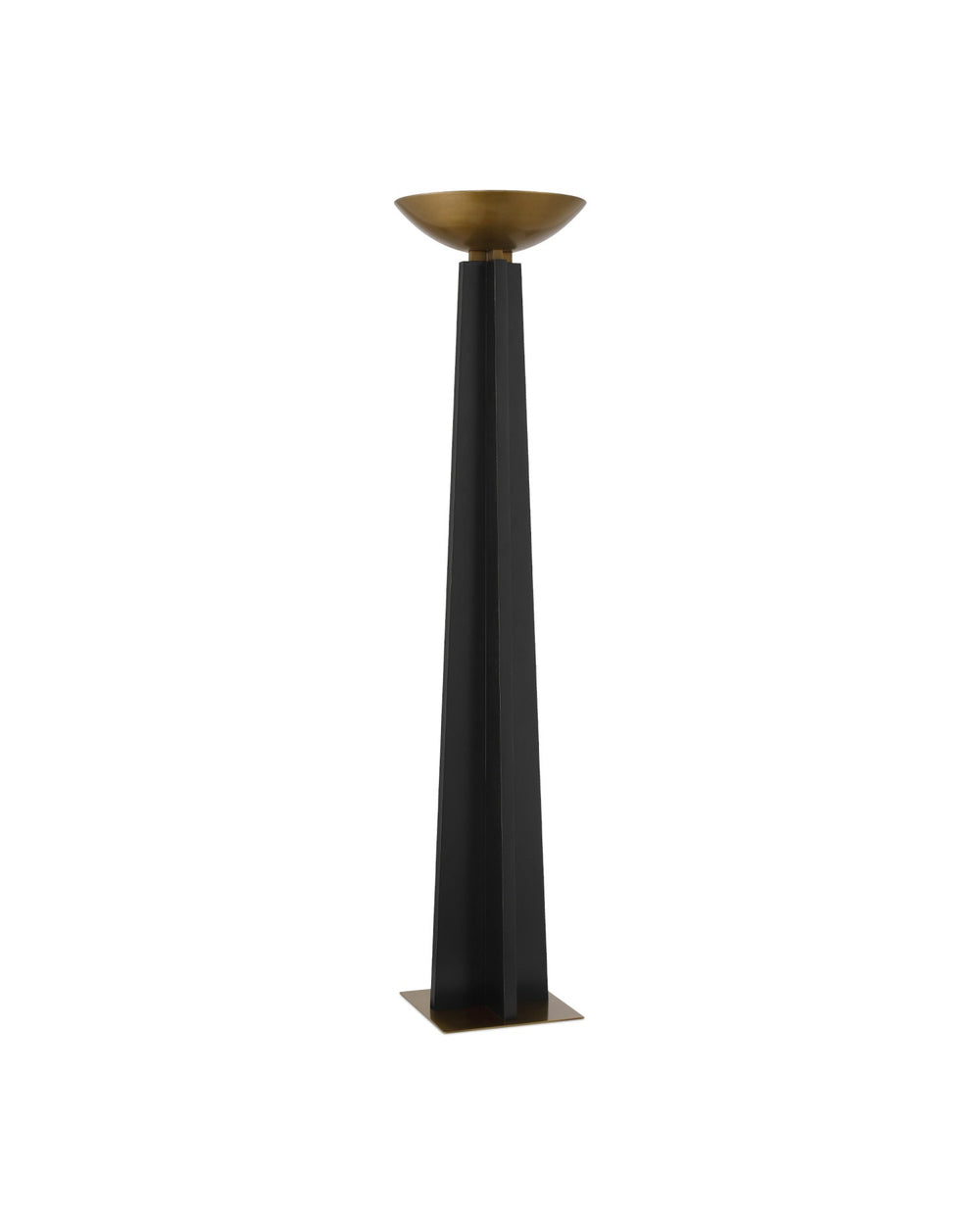 Currey and Company - LED Floor Lamp - Calyx Torchiere Floor Lamp - Black / Antique Brass- Union Lighting Luminaires Decor