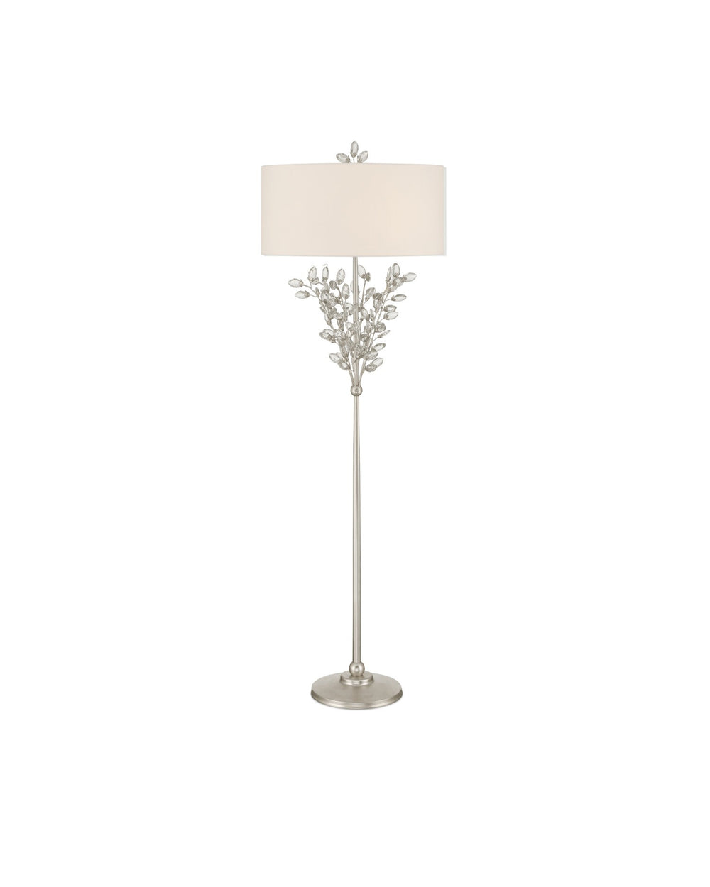 Currey and Company - Two Light Floor Lamp - Forget-Me-Not - Clear / Silver Leaf- Union Lighting Luminaires Decor