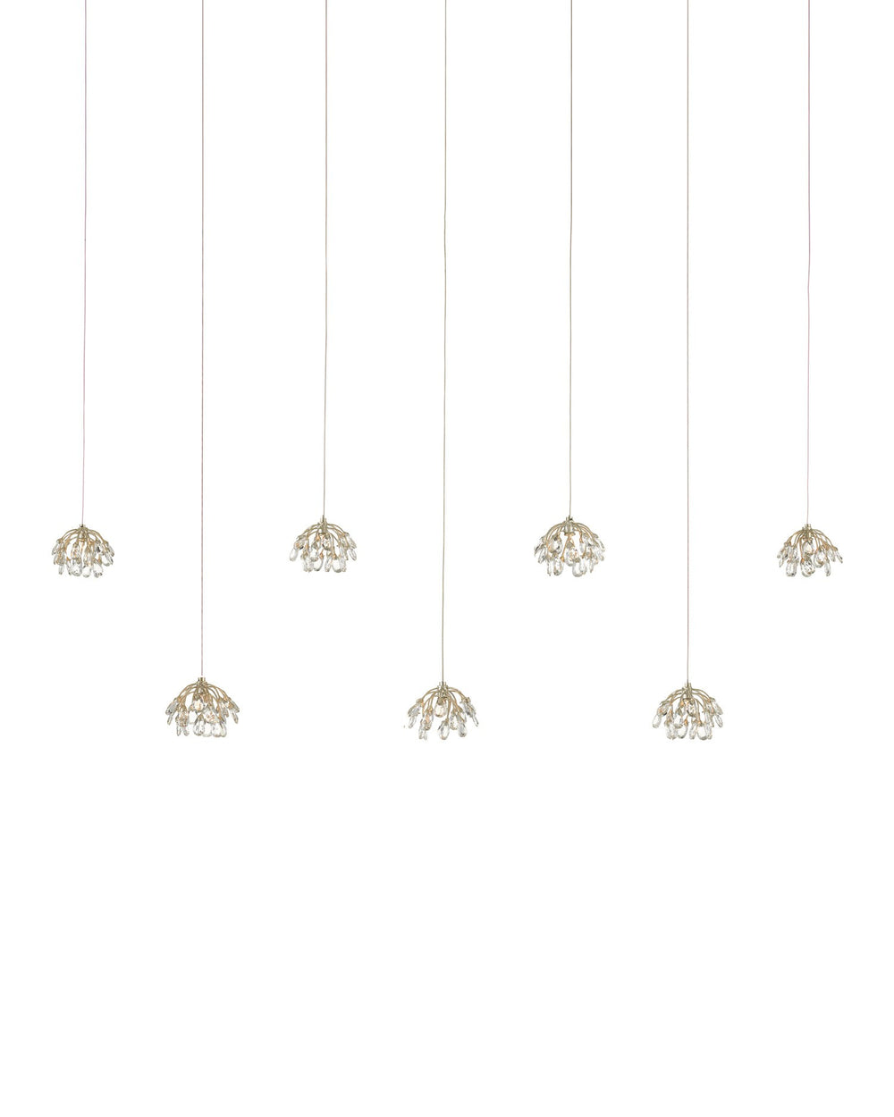 Currey and Company - Seven Light Pendant - Crystal Bud Collection - Crystal/ Contemporary Silver Leaf- Union Lighting Luminaires Decor