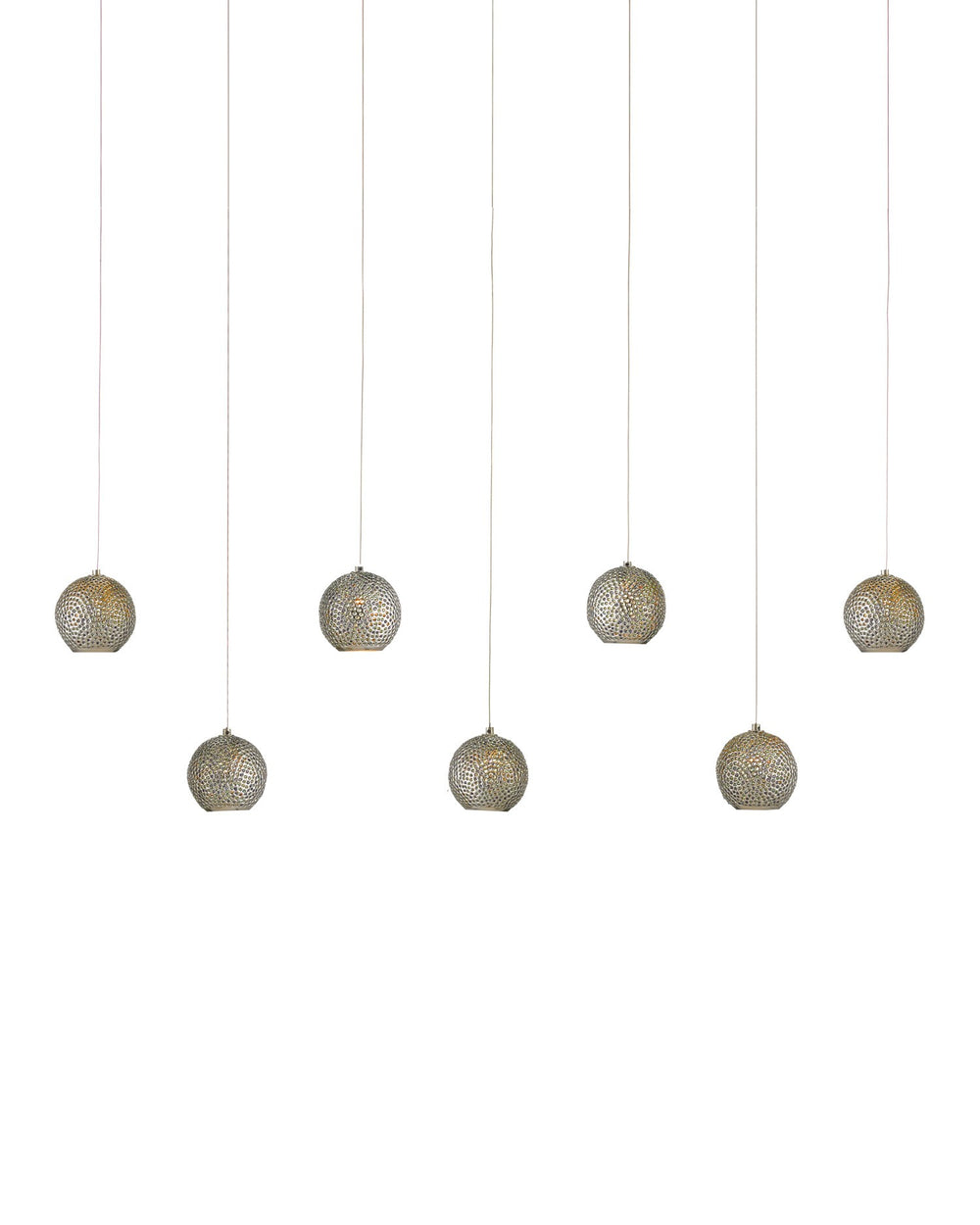 Currey and Company - Seven Light Pendant - Giro - Blue/Nickel/Silver- Union Lighting Luminaires Decor