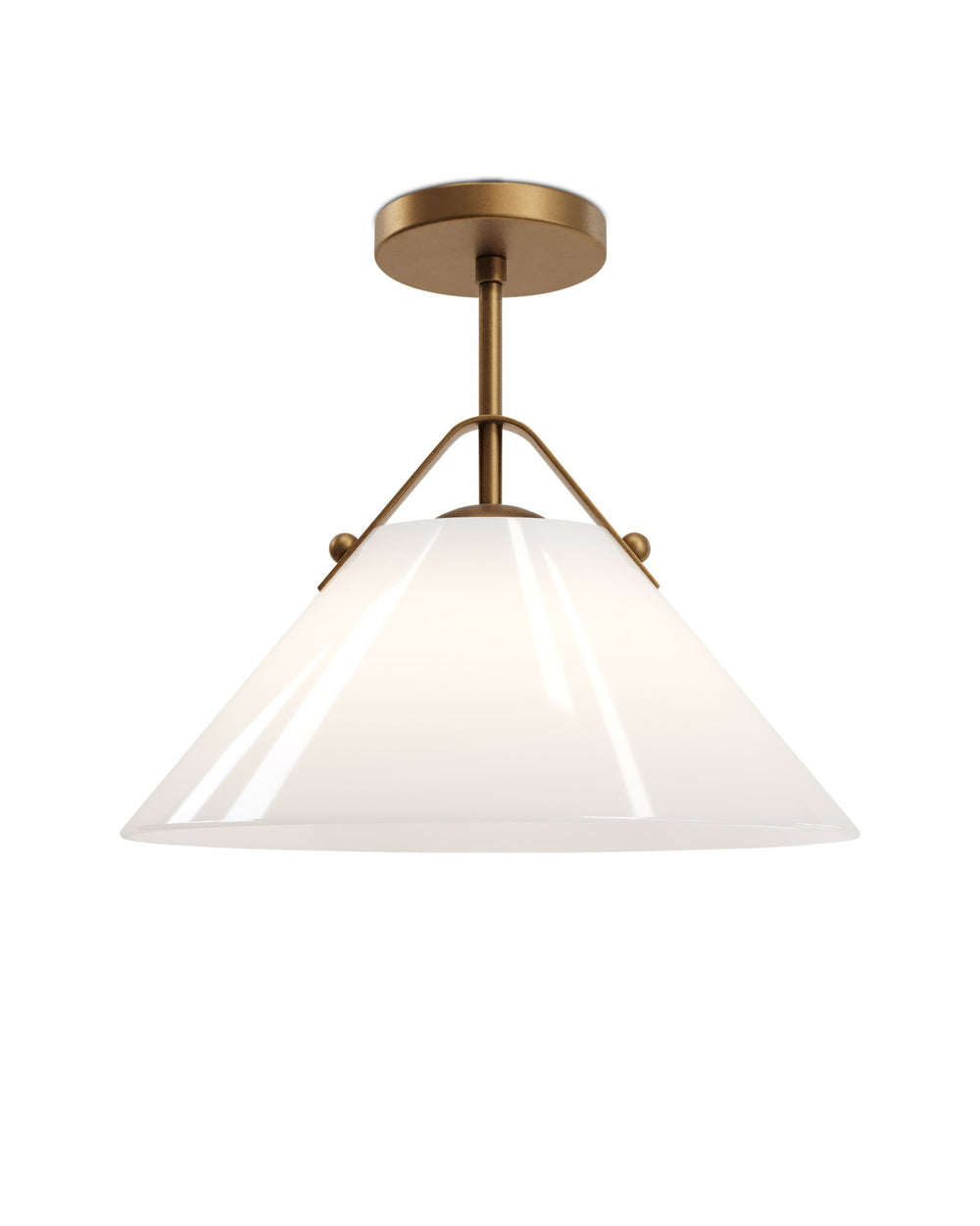 Currey and Company - One Light Pendant - Bronwen - Opaque White / Antique Brass- Union Lighting Luminaires Decor