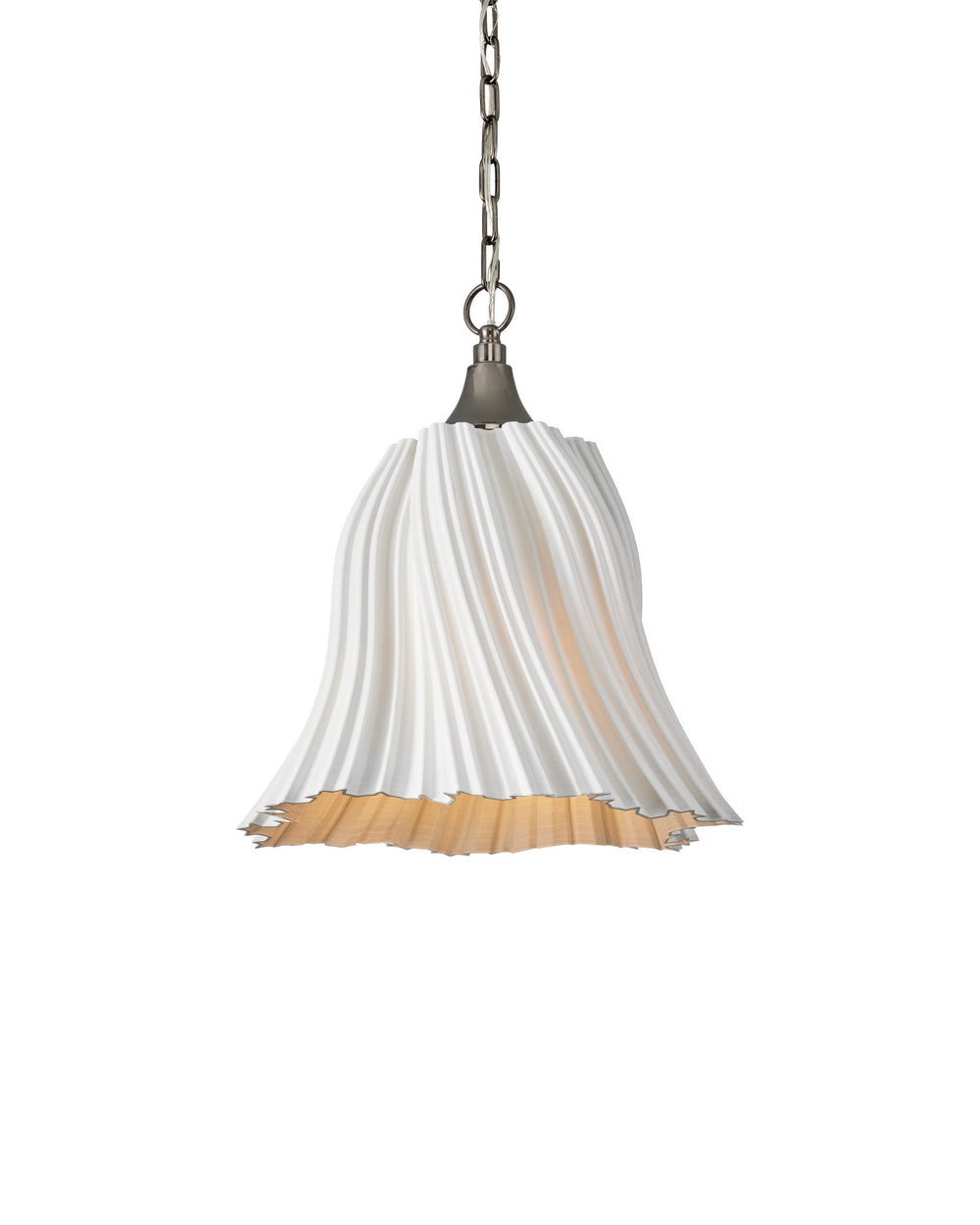 Currey and Company - One Light Pendant - Twirl - White/Antique Brushed Nickel- Union Lighting Luminaires Decor