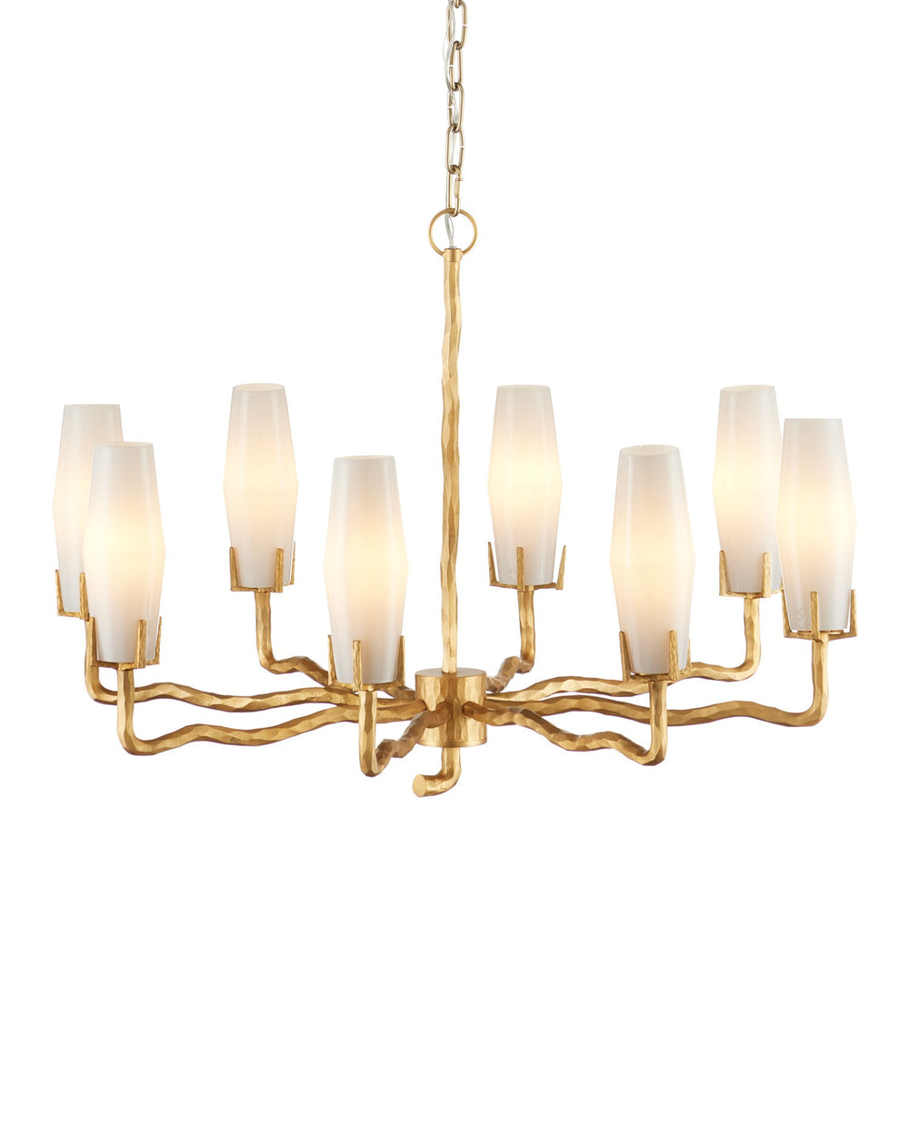 Currey and Company - Eight Light Chandelier - Mathilda - White/Matte Gold- Union Lighting Luminaires Decor