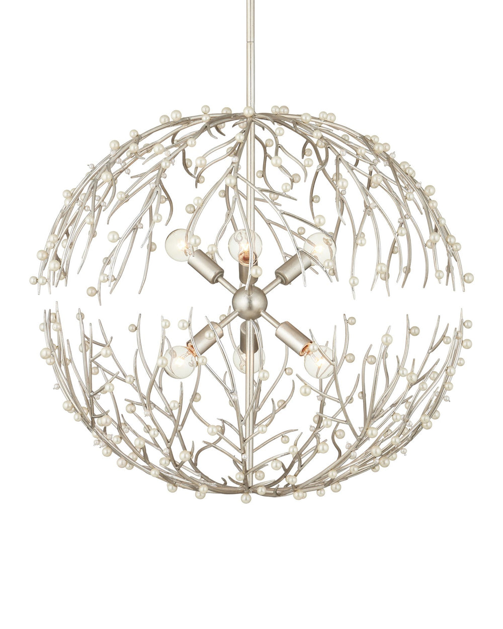 Currey and Company - Six Light Chandelier - Shinju - Natural / Contemporary Silver Leaf- Union Lighting Luminaires Decor