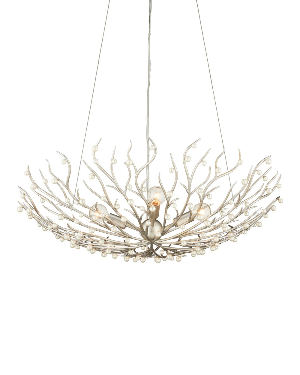 Currey and Company - Four Light Chandelier - Shinju - Natural / Contemporary Silver Leaf- Union Lighting Luminaires Decor