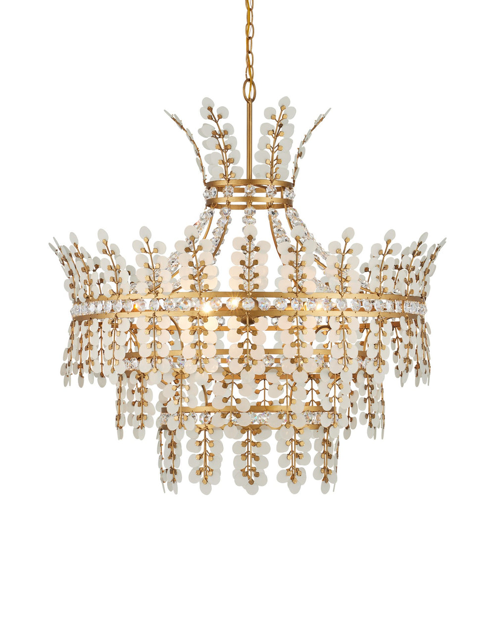 Currey and Company - Four Light Chandelier - Bradshaw - Frosted/Clear/Brass- Union Lighting Luminaires Decor