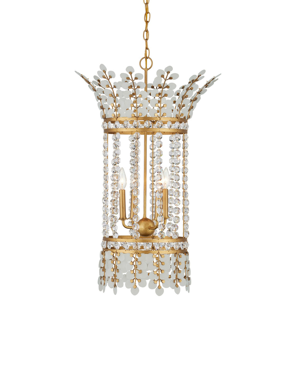 Currey and Company - Four Light Lantern - Bradshaw - Frosted/Clear/Brass- Union Lighting Luminaires Decor