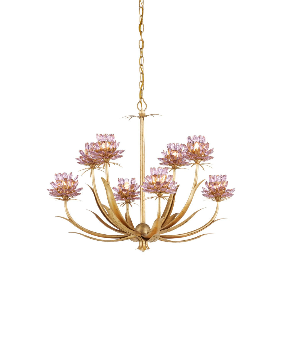 Currey and Company - Eight Light Chandelier - Marilee - Pink/Dutch Gold Leaf- Union Lighting Luminaires Decor