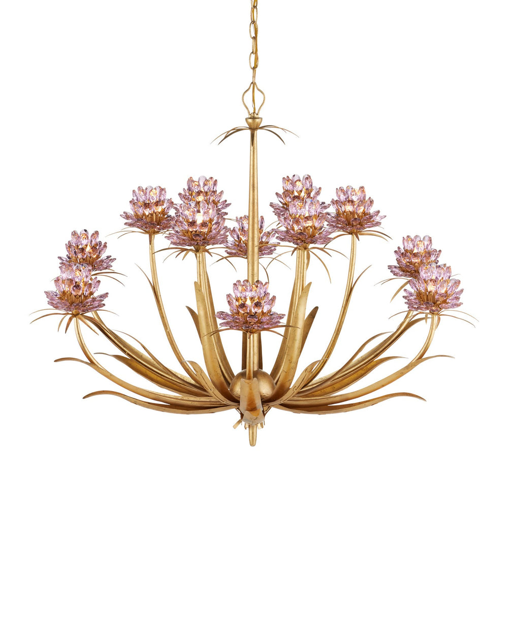 Currey and Company - 12 Light Chandelier - Marilee - Pink/Dutch Gold Leaf- Union Lighting Luminaires Decor