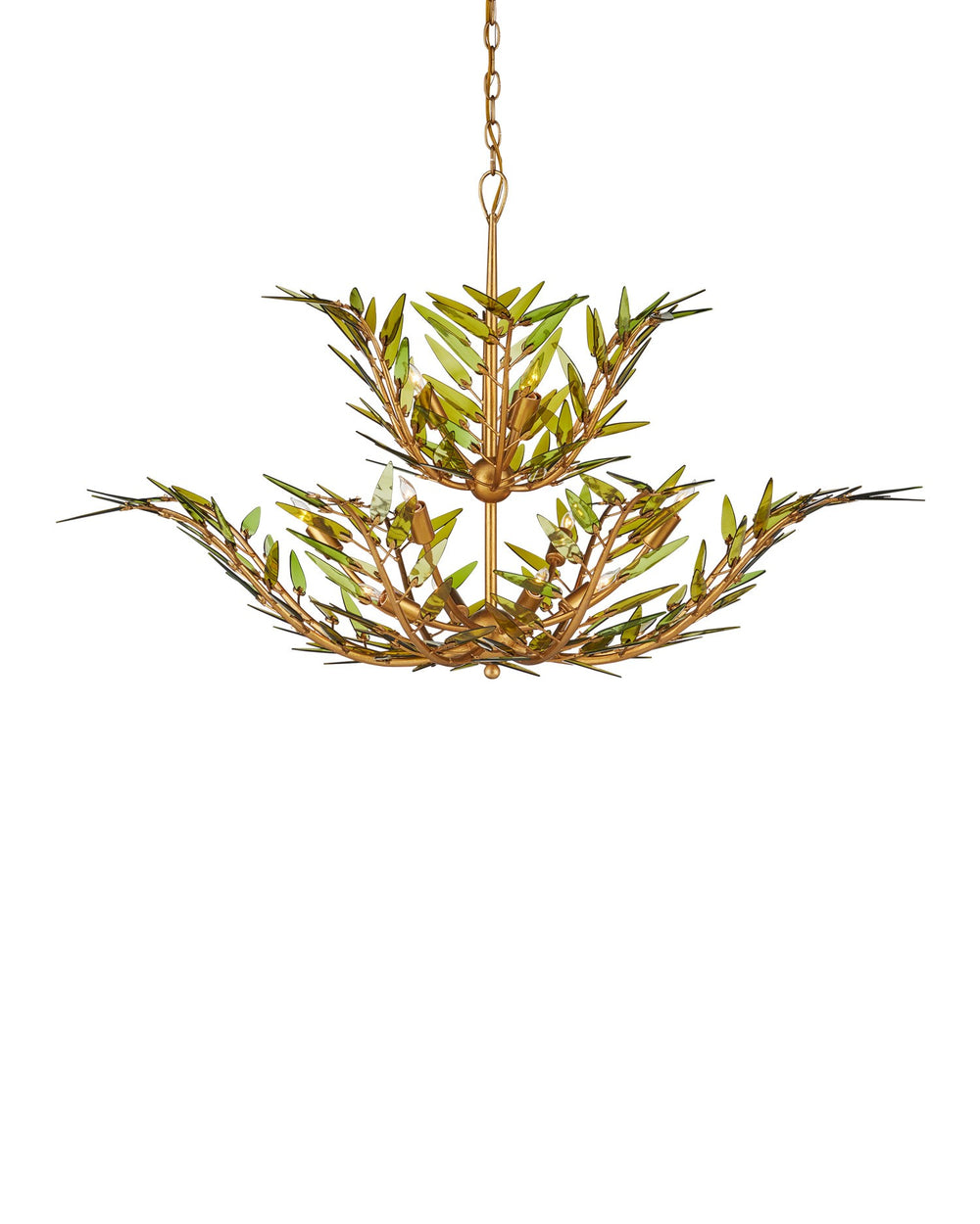 Currey and Company - 11 Light Chandelier - Babylon - Green/Contemporary Gold Leaf/Contemporary Gold- Union Lighting Luminaires Decor