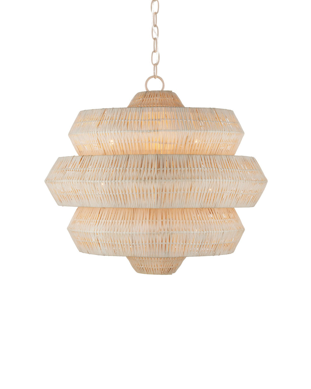 Currey and Company - Three Light Chandelier - Antibes - Bleached Natural/Snow White- Union Lighting Luminaires Decor