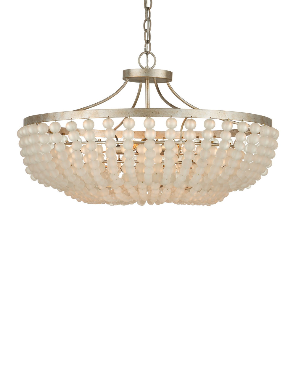 Currey and Company - Four Light Semi-Flush Mount - Chanteuse - Frosted / Silver Granello- Union Lighting Luminaires Decor