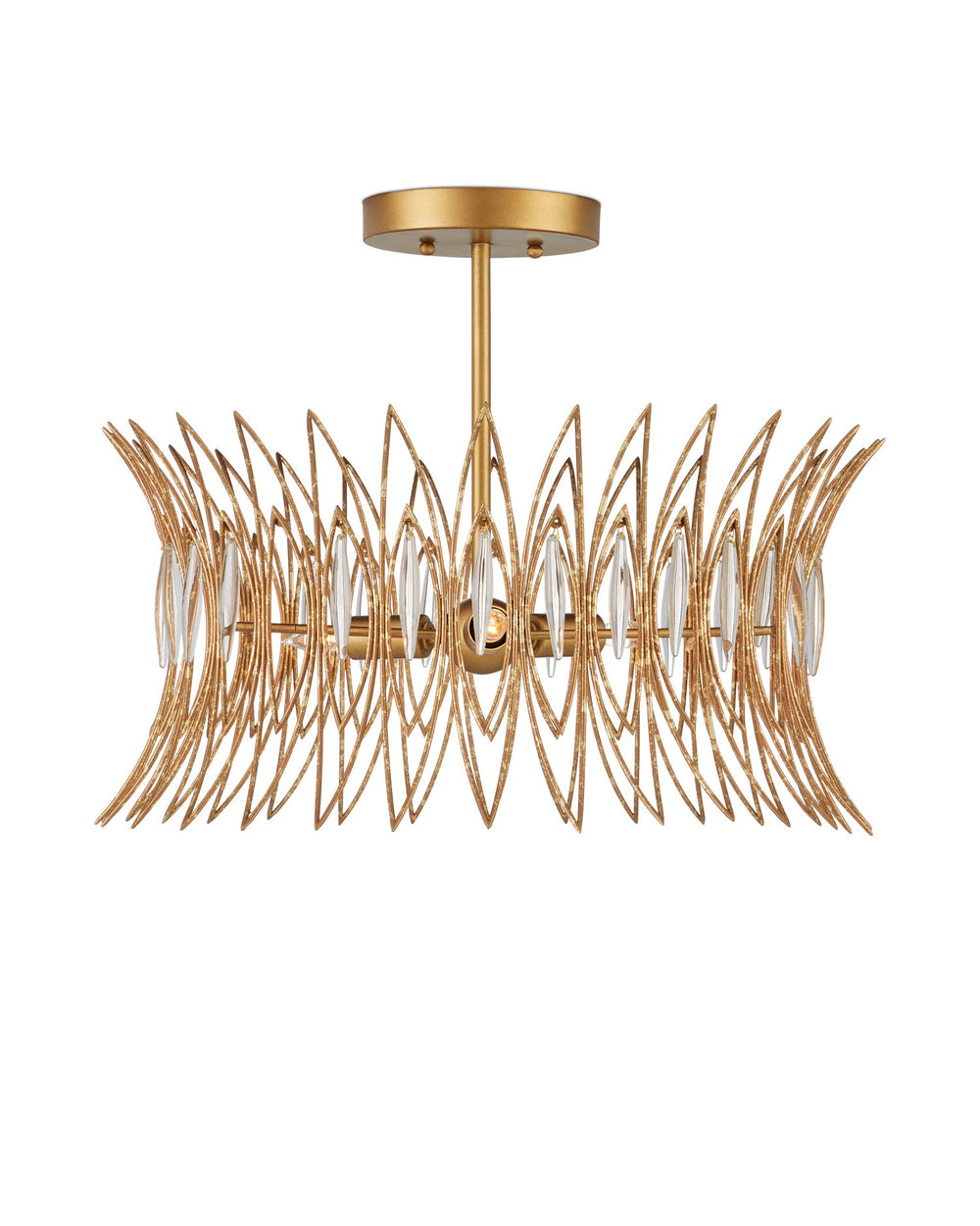 Currey and Company - Three Light Flush Mount - Marquise - Clear/Luxor Gold- Union Lighting Luminaires Decor