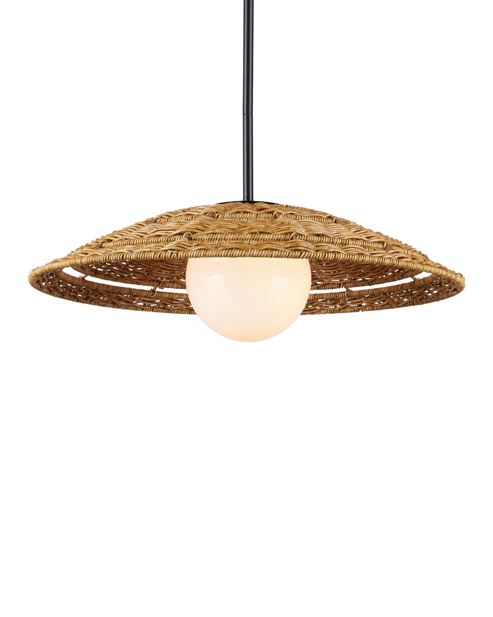 Currey and Company - One Light Pendant - Barbary - Natural / Black / Frosted White- Union Lighting Luminaires Decor