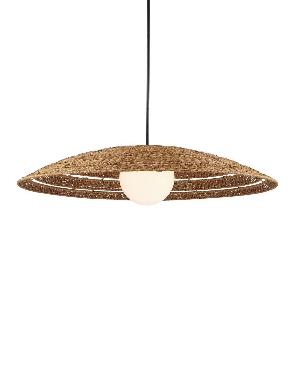 Currey and Company - One Light Pendant - Barbary - Natural / Black / Frosted White- Union Lighting Luminaires Decor