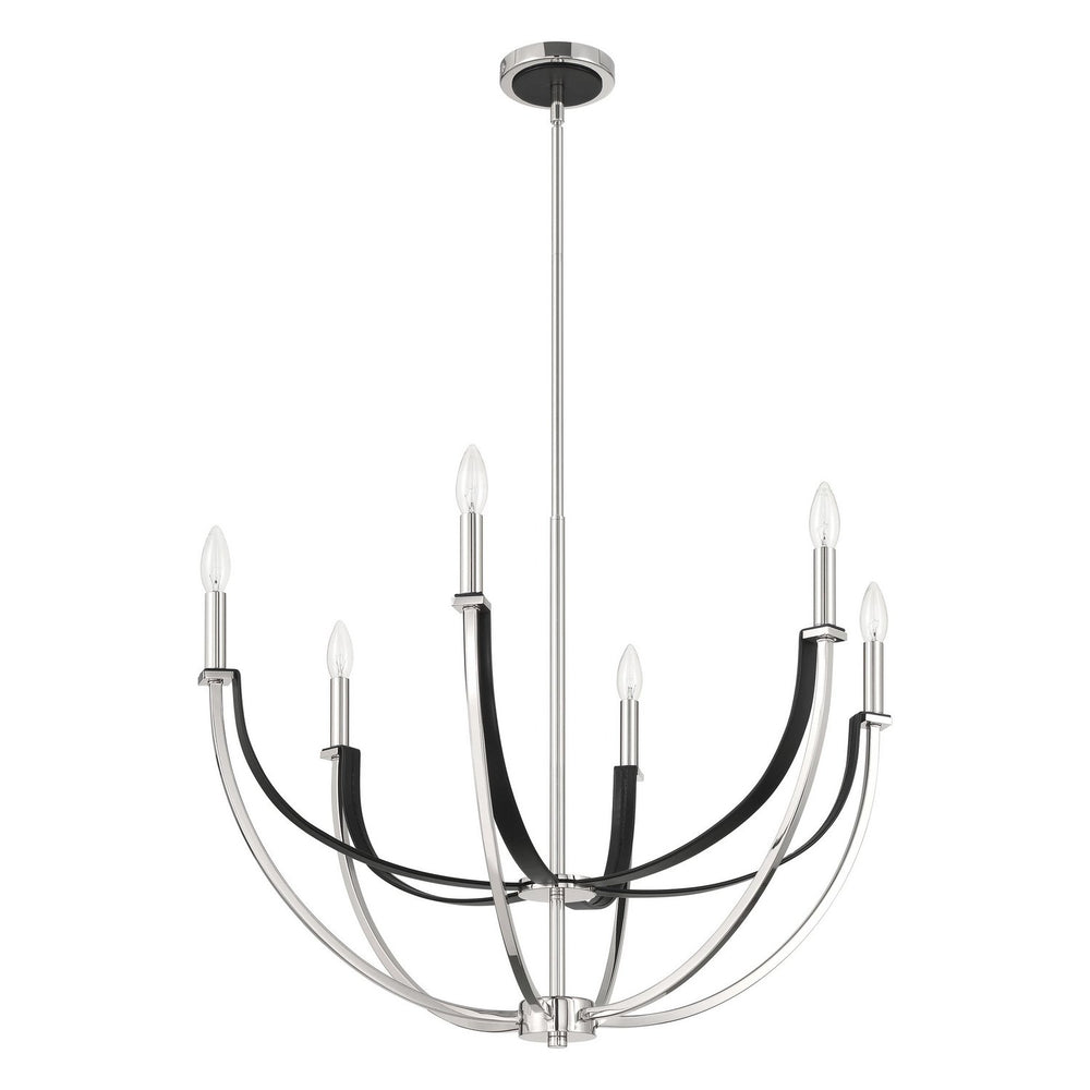 Thesis Canada - Six Light Chandelier - Sussex - Polished Nickel, Black- Union Lighting Luminaires Decor