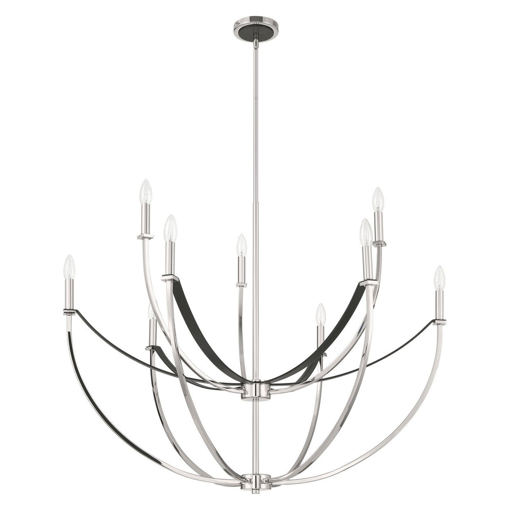 Thesis Canada - Nine Light Chandelier - Sussex - Polished Nickel, Black- Union Lighting Luminaires Decor