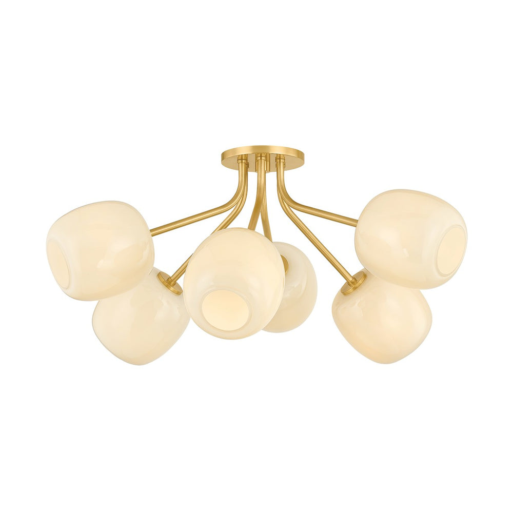 Mitzi Canada - Six Light Semi Flush Mount - Lisette - Aged Brass- Union Lighting Luminaires Decor
