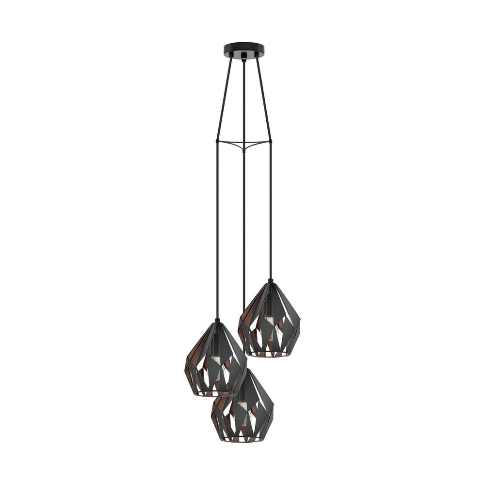 Eglo Canada - Three Light Pendant - Carlton 3 - Black- Union Lighting Luminaires Decor