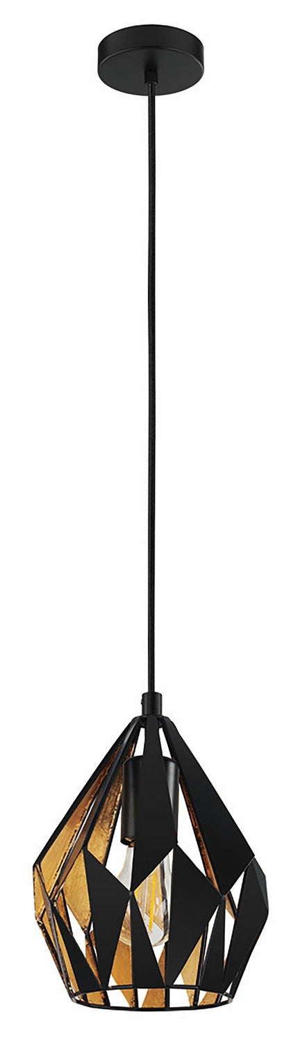 Eglo Canada - One Light Pendant - Carlton 3 - Matte Black/Gold Leaf- Union Lighting Luminaires Decor