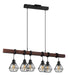 Eglo Canada - Six Light Pendant - Tarbes 1 - Black & Dark Brown Wood- Union Lighting Luminaires Decor