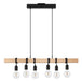 Eglo Canada - Six Light Linear Pendant - Kingswood - Wood & Black- Union Lighting Luminaires Decor