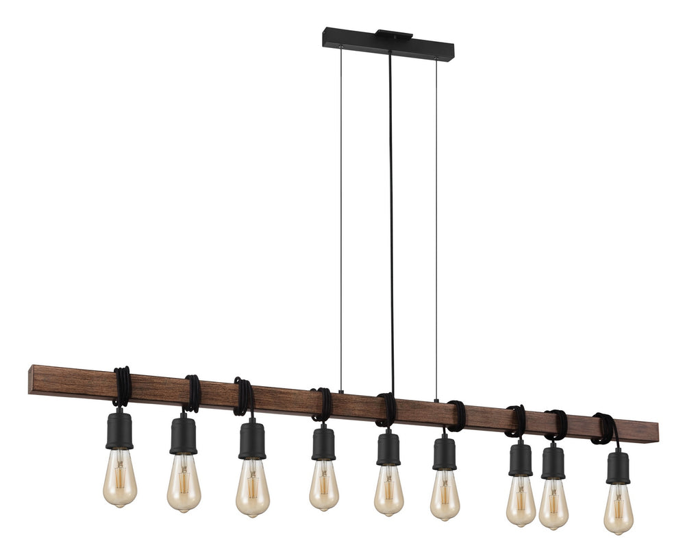 Eglo Canada - Nine Light Pendant - Violon - Black & Dark Brown Wood- Union Lighting Luminaires Decor