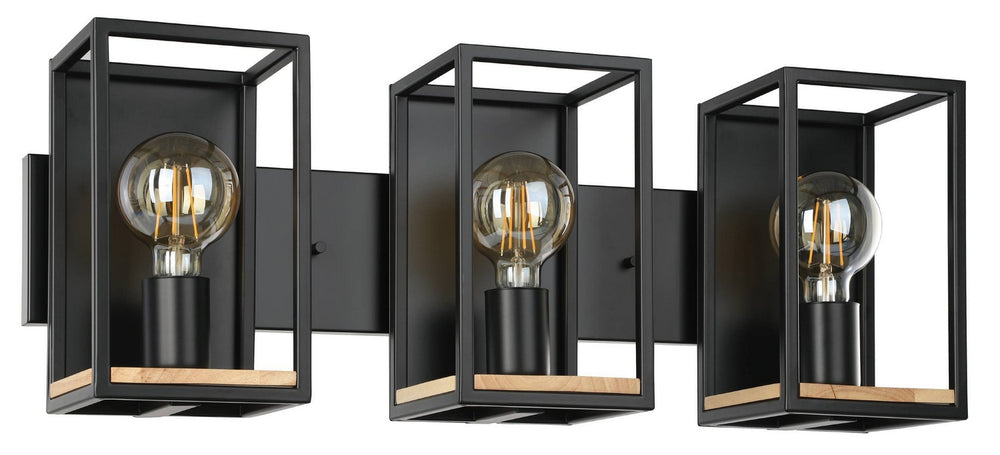 Eglo Canada - Three Light Bath/Vanity - Libertad - Black & Natural Wood- Union Lighting Luminaires Decor