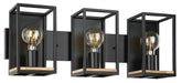 Eglo Canada - Three Light Bath/Vanity - Libertad - Black & Natural Wood- Union Lighting Luminaires Decor