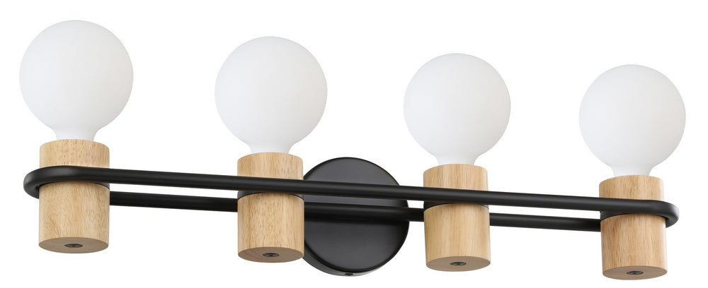 Eglo Canada - Four Light Bath/Vanity - Chieveley - Matte Black & Wood- Union Lighting Luminaires Decor