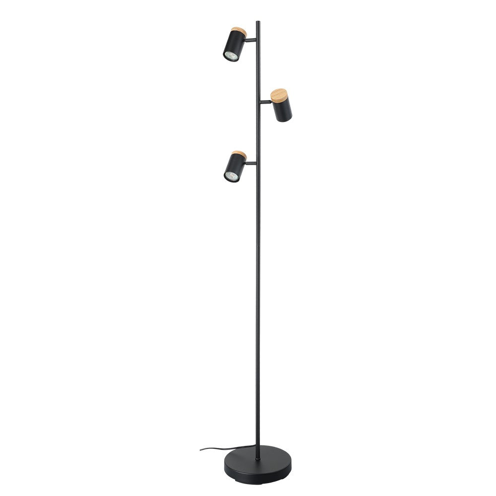 Eglo Canada - LED Floor Lamp - Chatterton - Structured Black And Wood- Union Lighting Luminaires Decor