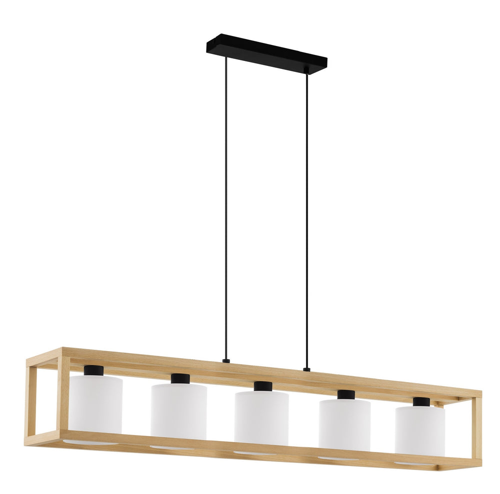 Eglo Canada - Five Light Pendant - Granados - Black, Beech Wood- Union Lighting Luminaires Decor