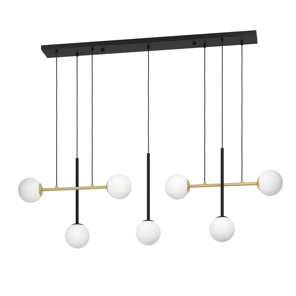 Eglo Canada - Seven Light Linear Pendant - Paz - Black / Brushed Gold- Union Lighting Luminaires Decor