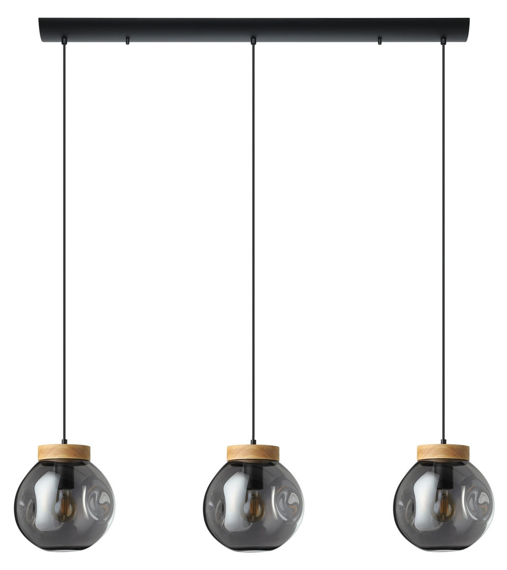 Eglo Canada - Three Light Linear Pendant - Magacela - Black & Light Wood- Union Lighting Luminaires Decor
