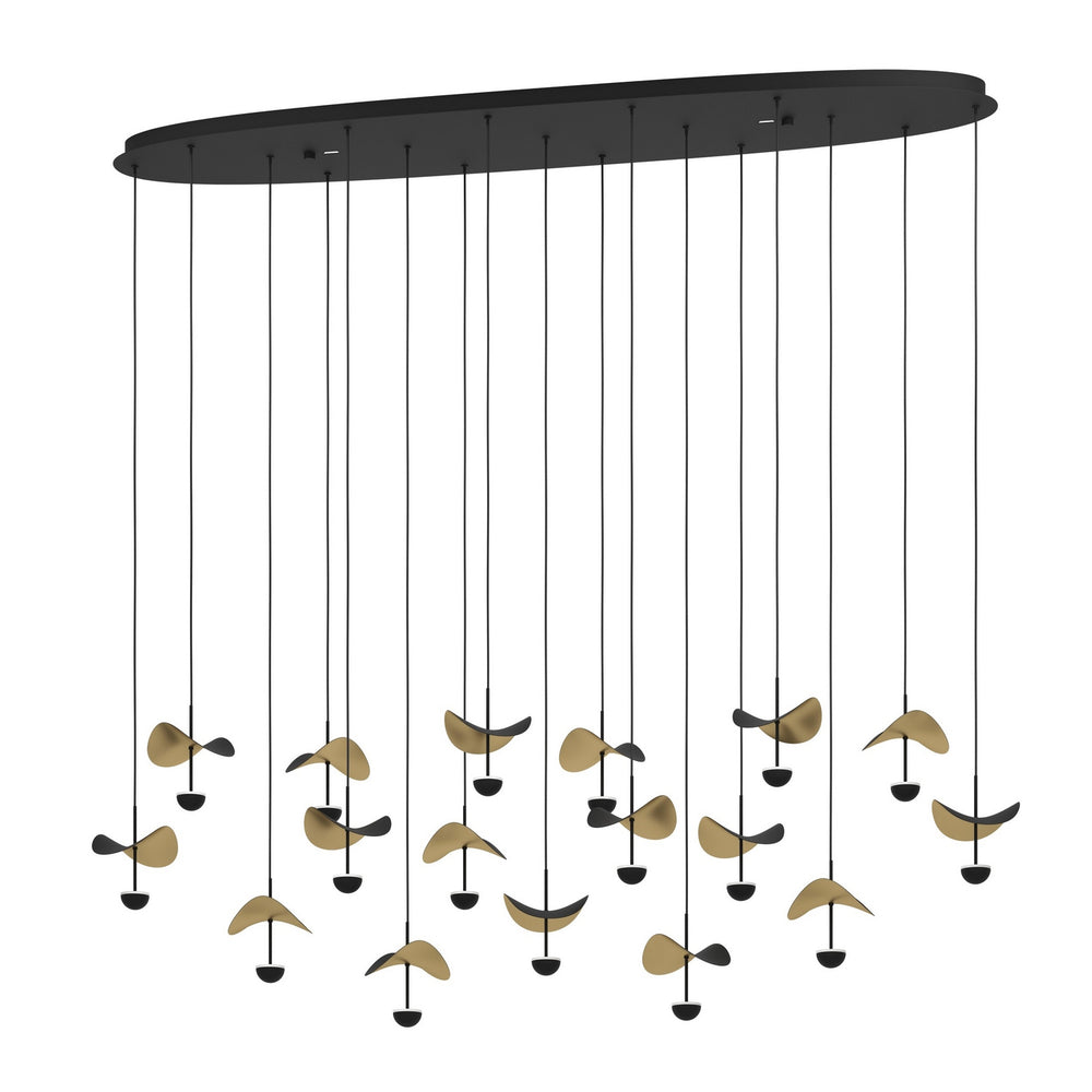 Eglo Canada - LED Linear Pendant - Dracera - Black, Gold Leaf- Union Lighting Luminaires Decor