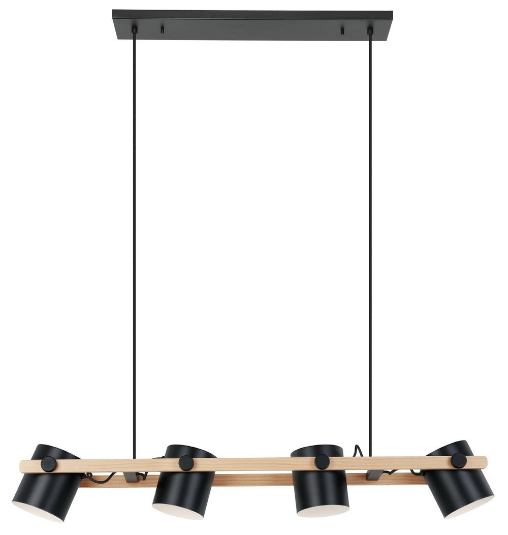 Eglo Canada - Four Light Linear Pendant - Hornwood - Black & Natural Wood- Union Lighting Luminaires Decor