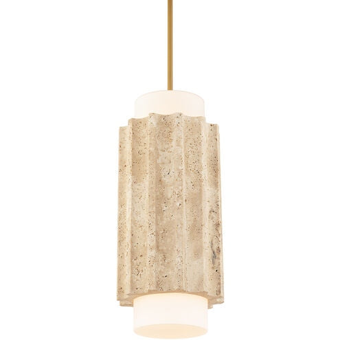 Modern Forms Canada - LED Mini Pendant - Caviar - Beige Travertine/Aged Brass- Union Lighting Luminaires Decor