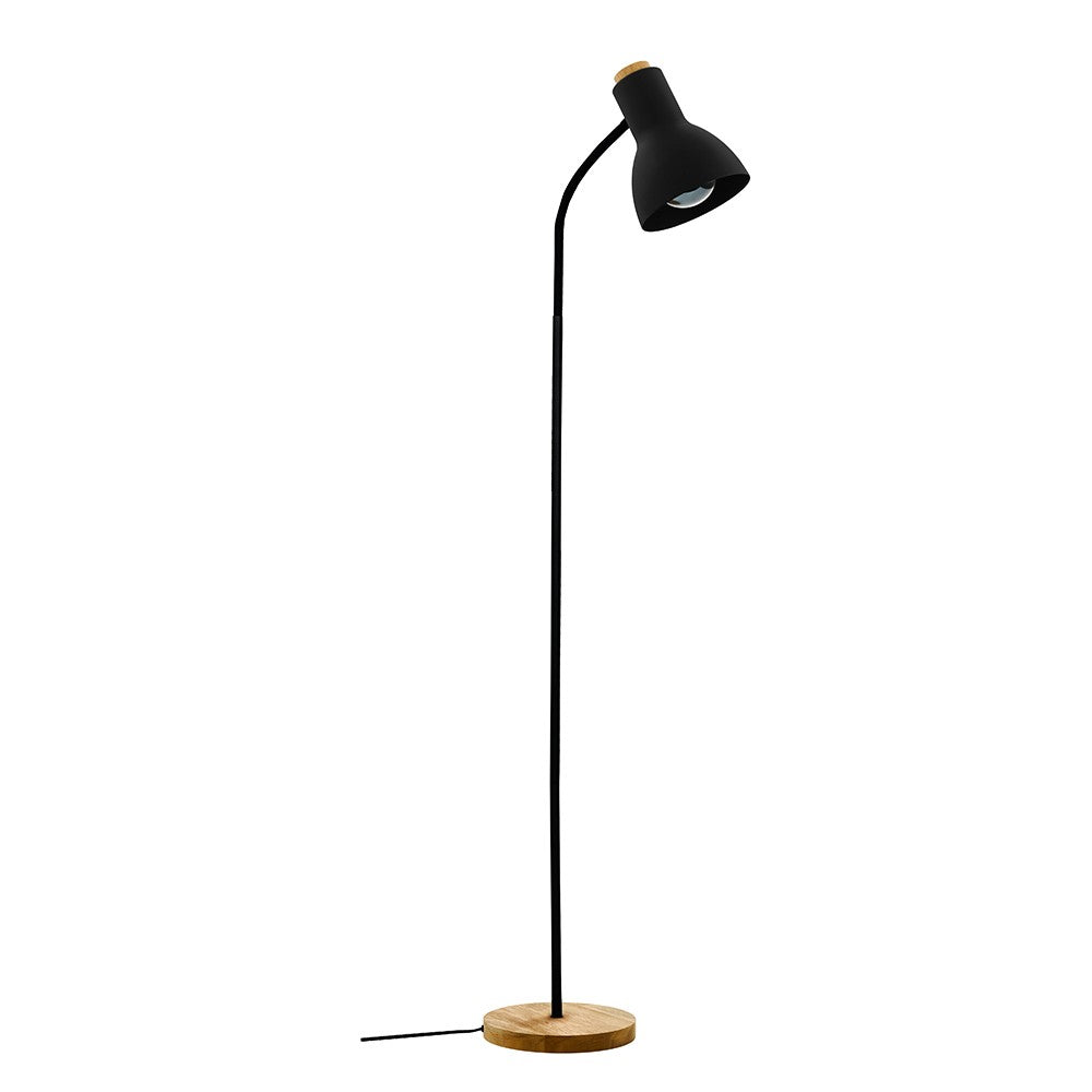 Eglo Canada - One Light Floor Lamp - Verdal - Black, Wood- Union Lighting Luminaires Decor
