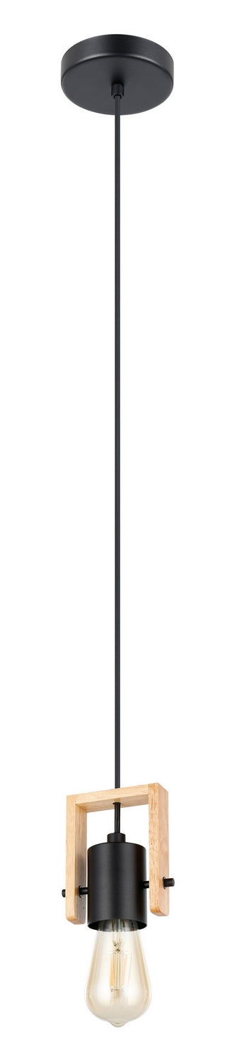 Eglo Canada - One Light Pendant - Plimsoll - Black & Wood- Union Lighting Luminaires Decor