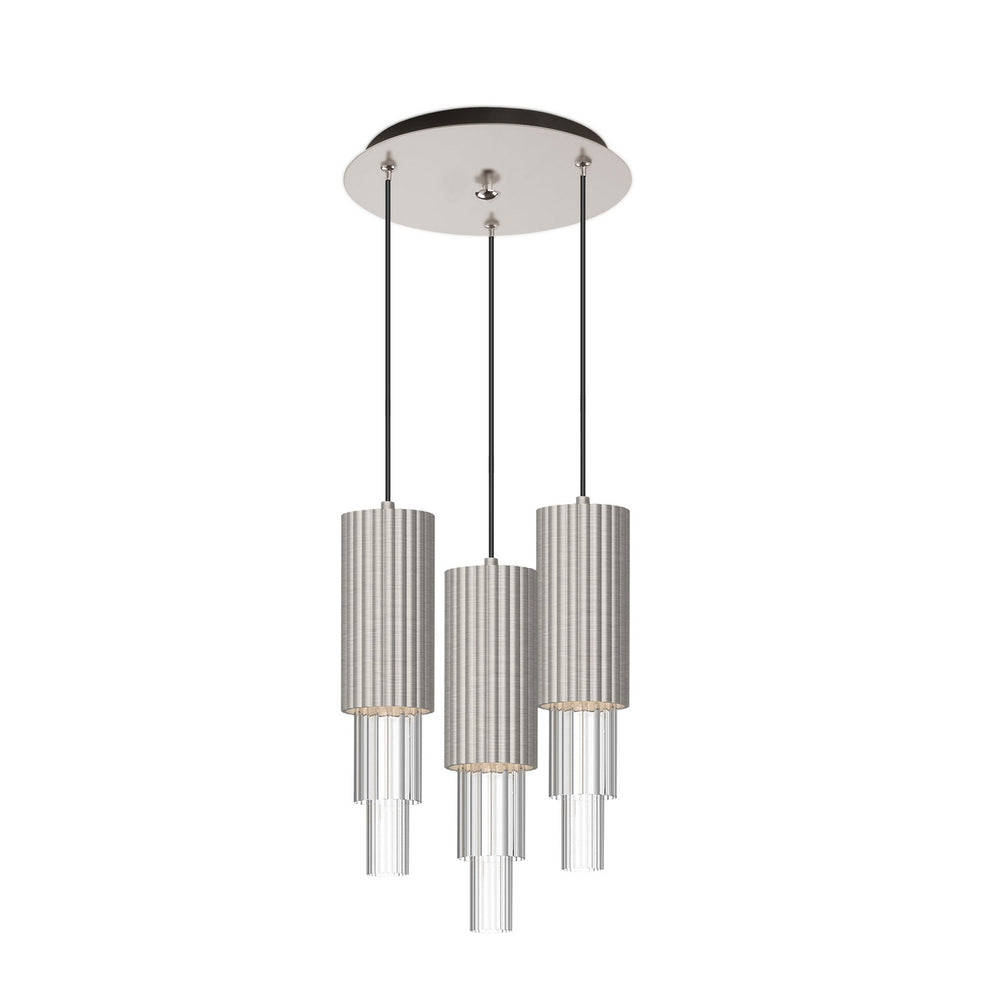 Alora Canada - LED Pendant - Bordeaux - Brushed Nickel/Clear Ribbed Glass- Union Lighting Luminaires Decor