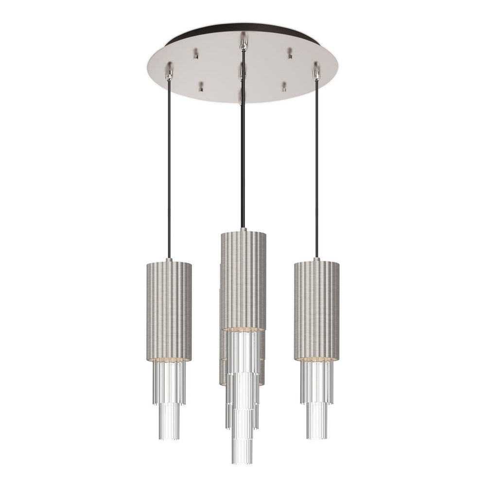Alora Canada - LED Pendant - Bordeaux - Brushed Nickel/Clear Ribbed Glass- Union Lighting Luminaires Decor