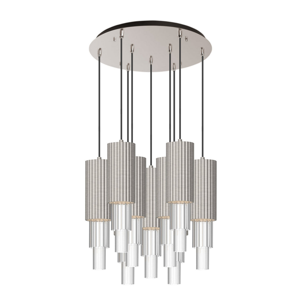 Alora Canada - LED Pendant - Bordeaux - Brushed Nickel/Clear Ribbed Glass- Union Lighting Luminaires Decor