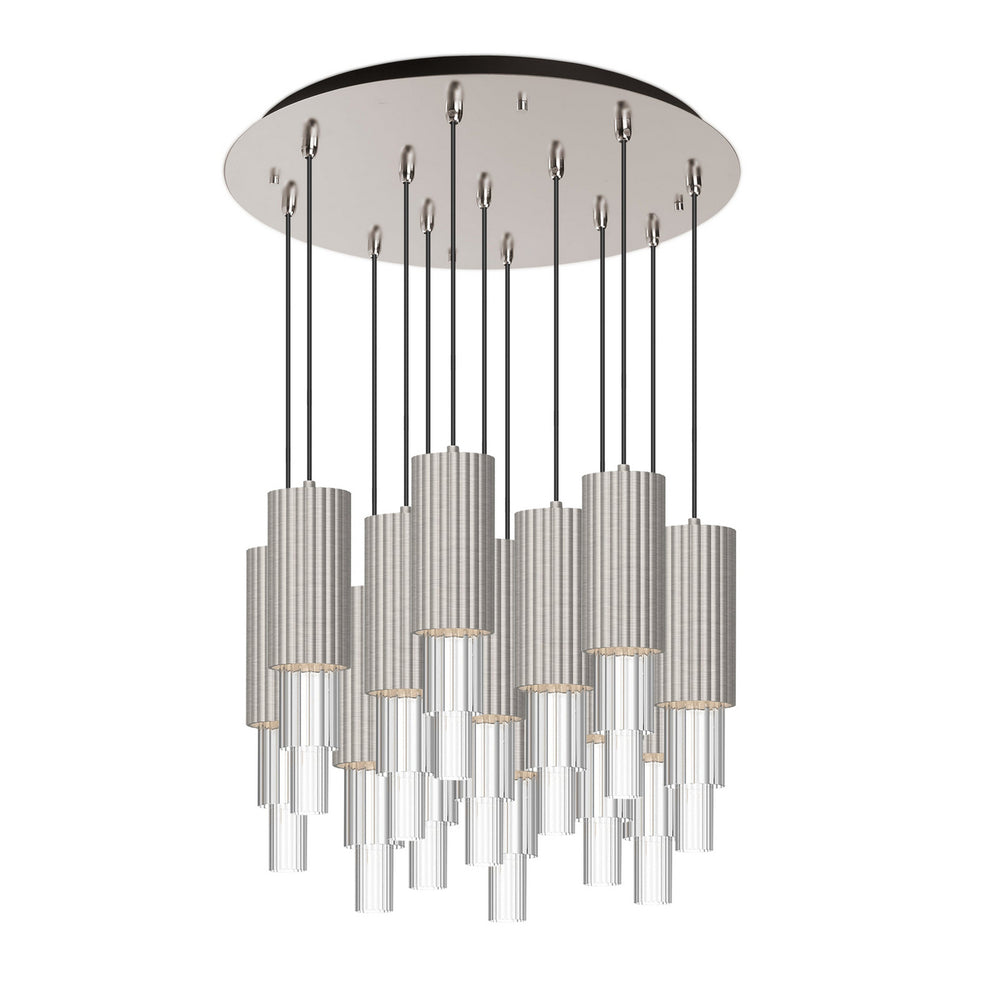 Alora Canada - LED Pendant - Bordeaux - Brushed Nickel/Clear Ribbed Glass- Union Lighting Luminaires Decor