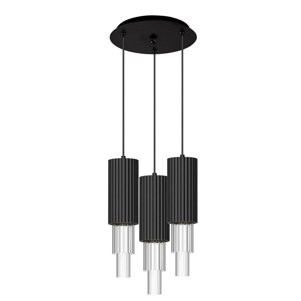 Alora Canada - LED Pendant - Bordeaux - Matte Black/Clear Ribbed Glass- Union Lighting Luminaires Decor