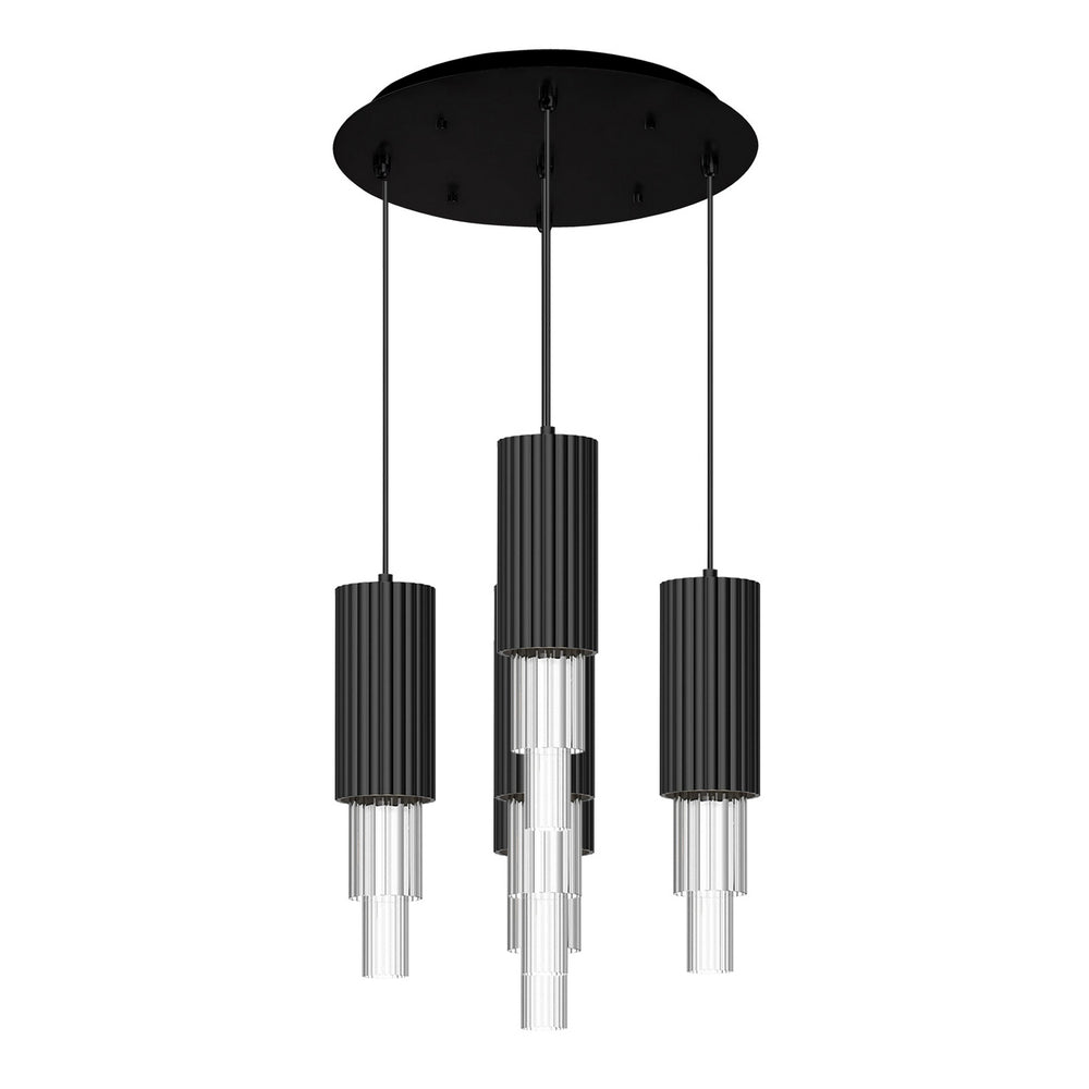 Alora Canada - LED Pendant - Bordeaux - Matte Black/Clear Ribbed Glass- Union Lighting Luminaires Decor