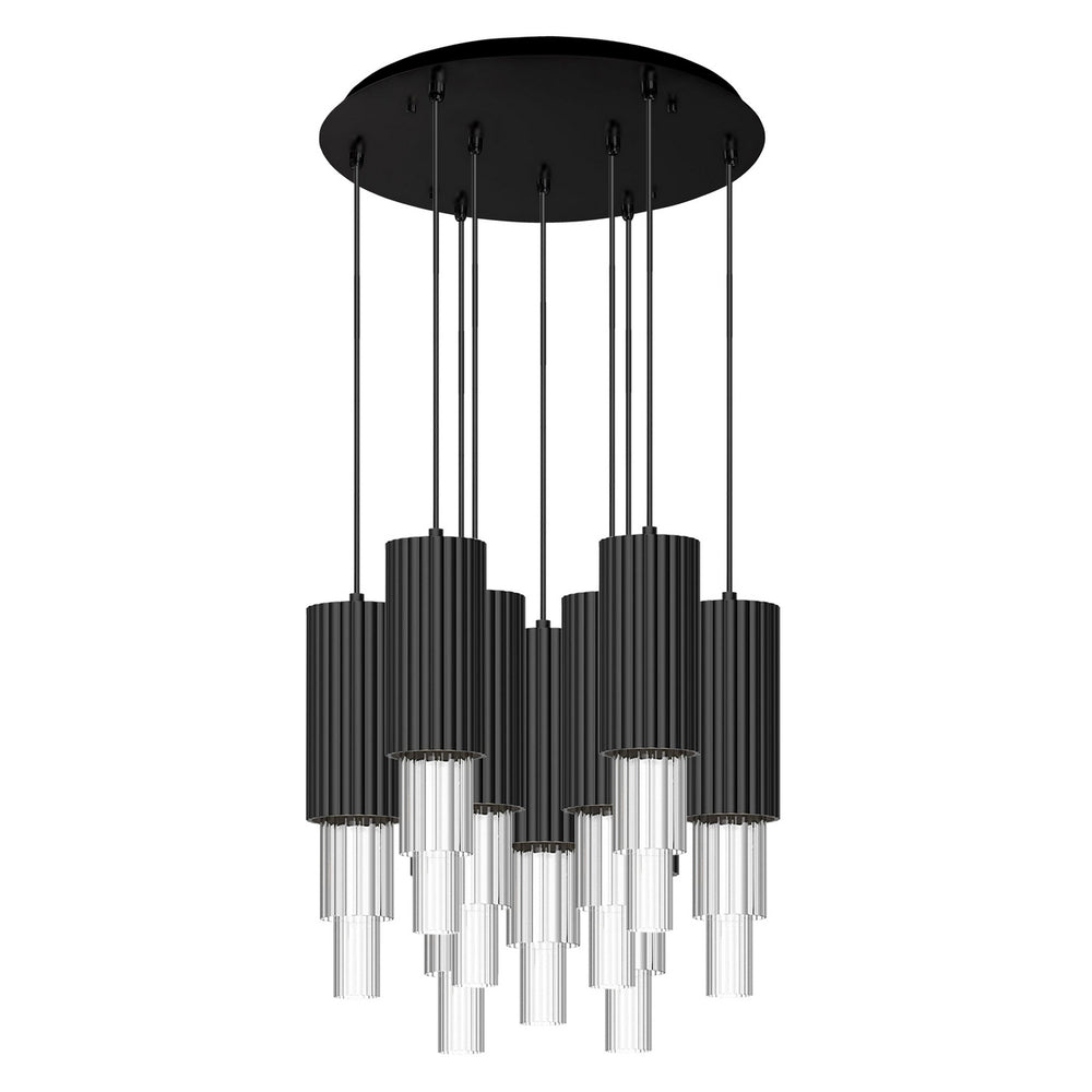 Alora Canada - LED Pendant - Bordeaux - Matte Black/Clear Ribbed Glass- Union Lighting Luminaires Decor