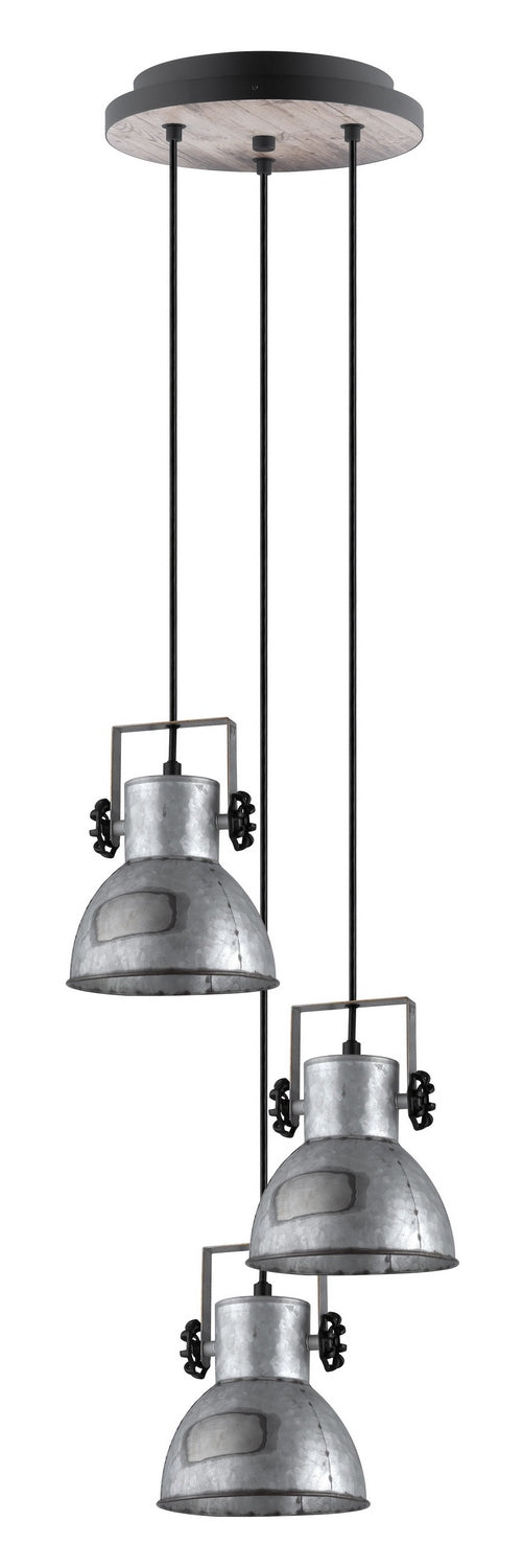 Eglo Canada - Three Light Pendant - Barnstaple - Black & Bleached Wood- Union Lighting Luminaires Decor
