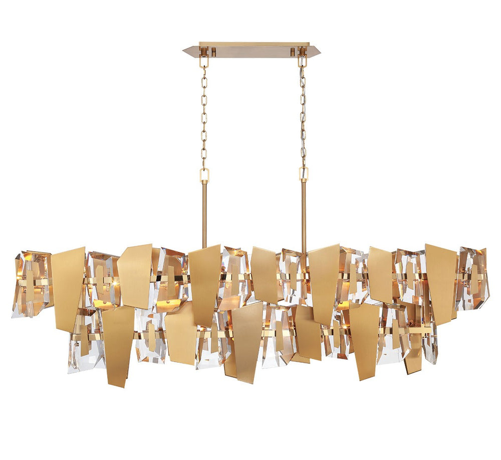Lib & Co. Canada - 14 Light Linear Chandelier - Castellana - Brushed brass- Union Lighting Luminaires Decor
