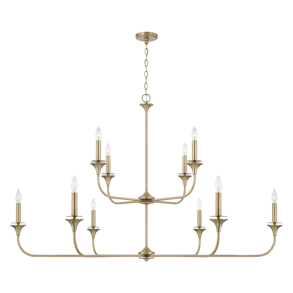 Capital Lighting - Ten Light Chandelier - Presley - Aged Brass- Union Lighting Luminaires Decor